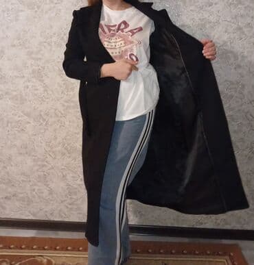 qadınlar üçün uzun palto: Palto, M, rəng - Qara — 1