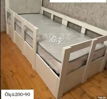 mebell: Oğlan və qız üçün, Çarpayı, Bazalı, Matras ilə, Siyirməsiz — 1