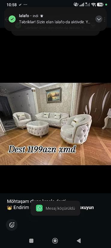 divan desti: Möhtəşəm divan kreslo desti 👑 Endirim Məhdud sayda Rəng seçimi — 1