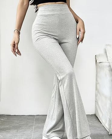 Qadınlar üçün bozumtul açıq boz rəngdə şalvar - Yüksək belli model — 3