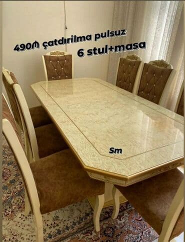 stol desdi: Mətbəx üçün, Dördbucaq masa, 4 stul — 53