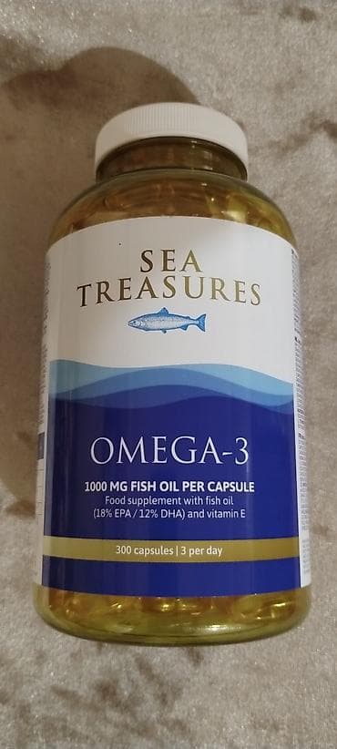 tuya yağı: Sea Treasures Omega-3 balıq yağı kapsulları - Tərkib: hər kapsulda — 1