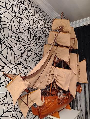 Gəmi modelləri: Böyük ölçülü əl işi yelkənli gəmi maketi - Material: keyfiyyətli ağac — 1