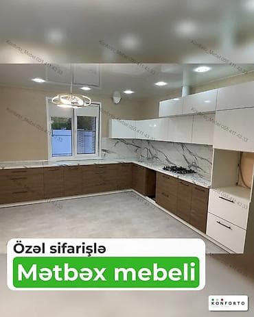 Özəl sifarişlə mətbəx mebeli - L şəklində, geniş saxlama həcmi: alt — 1