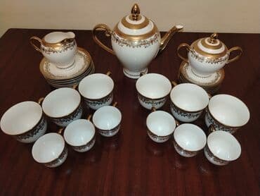 çay qaşığı: Çay dəsti, rəng - Qızılı, Farfor, 6 nəfərlik, Türkiyə — 5