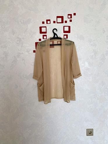 Bej rəngli, yüngül və şəffaf kimono/kardiqan - Açıq önlü, düyməsiz — 3