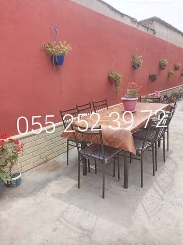 stol və stul dəstləri: Yeni, Kvadrat masa, 8 stul, Açılmayan, Stullar ilə, Metal, Azərbaycan — 5