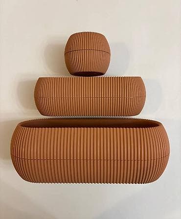 Горшки для растений: Dekorativ çiçək dibçəyi və uzunoval dəsti - Rənglər: tünd terrakota — 2