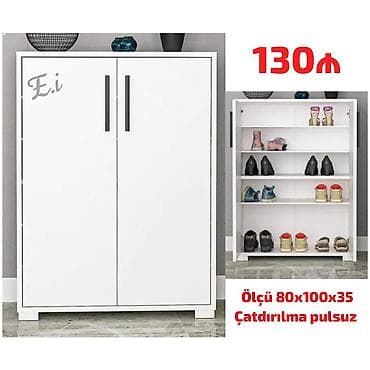 ag qorka: Ağ rəngli ayaqqabı dolabı - Ölçü: 80×100×35 sm - 2 qapılı dizayn — 1