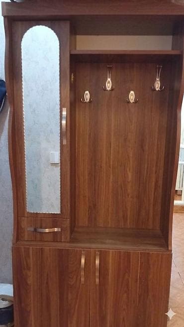 3 двери, С зеркалом, Коричневый, Другой материал, Распашной, Прямой шкаф