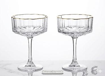 Qədəhlər, rəng - Qızılı, Şüşə, 4 ədədli dəst