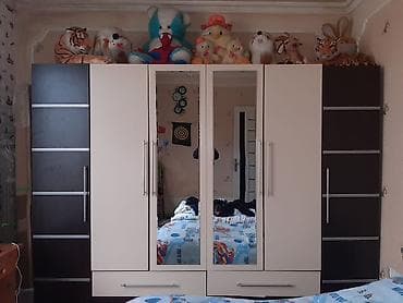 Б/у, 6 дверей, С зеркалом, Коричневый, Распашной, Прямой шкаф at lalafo.az Б/у, 6 дверей, С зеркалом, Коричневый, Распашной, Прямой шкаф