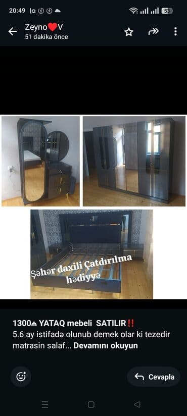 *1300₼ YATAQ mebeli SATILIR*‼️ 5.6 ay istifadə olunub demek olar ki