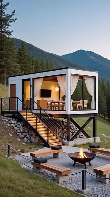 Müasir “lifted” tiny house – modul tipli dağ/meşə evi - Arxitektura lalafo.az -da Müasir “lifted” tiny house – modul tipli dağ/meşə evi - Arxitektura