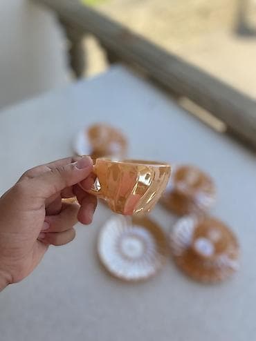 çay dəsti: Fincanlar, rəng - Narıncı, 6 ədədli dəst — 1