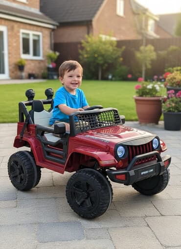 Uşaq üçün elektrikli ikioturacaqlı cip tipli maşın - Korpus: qırmızı