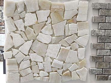 can eti: Təbii daş mozaika paneli - Material: təbii daş (açıq bej–krem — 1