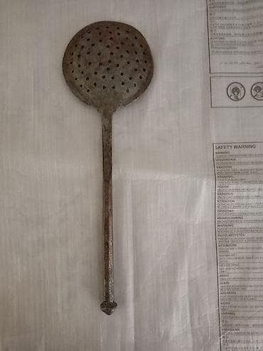 yağlar: Metal skimmer – süzgəc qaşıq - Material:qədim mis dairəvi deşikli — 1