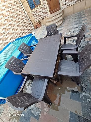 Ev və bağ: Plastik bağ-mebel dəsti - Tərkib: 1 düzbucaqlı masa + 6 ədəd kreslo - — 1
