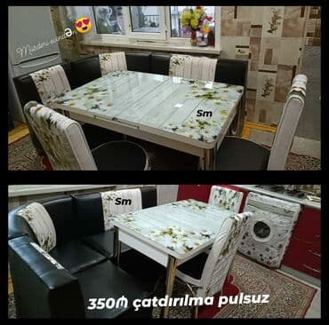 Masa və oturacaq dəstləri: Mətbəx üçün, Yeni, Açılan, Dördbucaq masa, 4 stul — 4