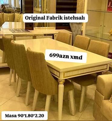 taxt satilir: Yemək otağı dəsti – Original fabrik istehsalı - Dəst: Masa + 6 ədəd — 1