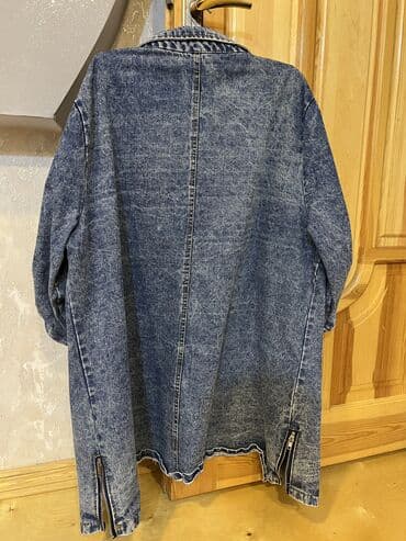 qadin ucun jaketler: Uzun denim pencək/kardiqan - Material: qalın denim (açıq-tünd yuyulma — 3