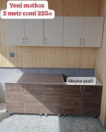 YENİ MƏTBƏX MEBELLƏRİ. Hazır əldə.Məhdud sayda. Ölçü 2metr.Rus — 1
