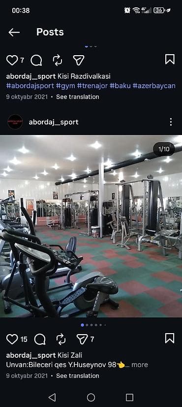 gym: Abordaj Sport – Kişi Zalı və Qadın zali(Ayrı) İcarəyə verilir Ünvan — 1