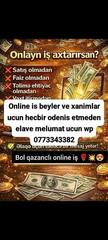Onlayn qazanc imkanı – satışsız, faizsiz, təlimsiz - Tam onlayn