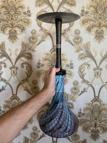 elektron qəlyan topdan satış: Şişə nargilə komplekti - Şüşə kolba: Mavimsi-boz çalarlı, spiral — 2