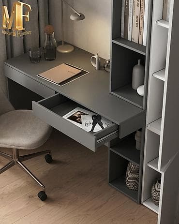 divar refleri: Düz masa, Stulsuz, Polkalı, Siyirməli, Sadə laminat — 5