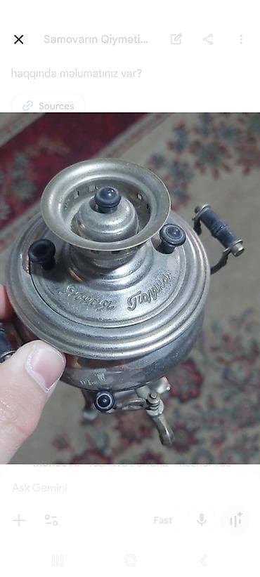 Miniatür metal samovar - Material: cilalanmış metal korpus, qara