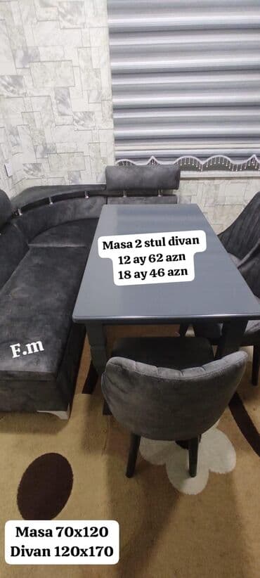 metbext mebeli ikinci el: Mətbəx üçün, Yeni, Açılmayan, Dördbucaq masa, 2 stul — 1