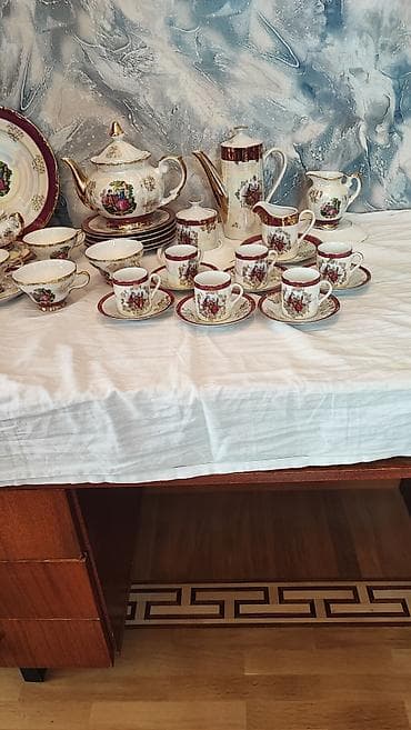 Çay dəsti, rəng - Qızılı, Farfor, 6 nəfərlik, Yaponiya — 3