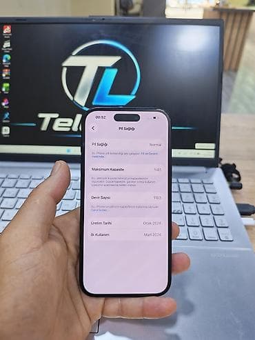 iphone 15 dubai: IPhone 15, 128 GB, Black Titanium, Zəmanət, Simsiz şarj, Face ID — 2
