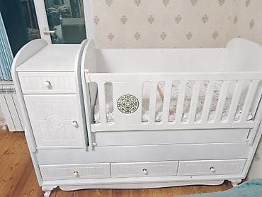 dekorativ arakesmeler: Aymimi brendinin çoxfunksiyalı beşik–komodu - Rəng: ağ - Material — 3