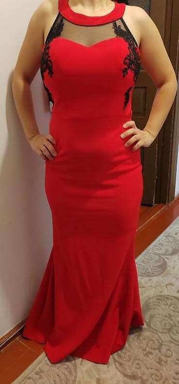 yay donu: Qırmızı axşam/gecə geyimi - Model: Uzun, balıq kəsimli, ətəyi yüngül — 1