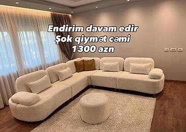Məhsul: Yumşaq boucle parçalı künc divan dəsti + puf Təsvir: - Zamana