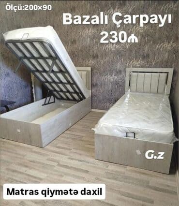 taxt baza: Təknəfərlik çarpayı, Bazalı, Matras ilə, Siyirməsiz — 1