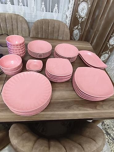 sederek pastel destleri: Nahar dəsti, rəng - Çəhrayı, Keramika, 6 nəfərlik — 4