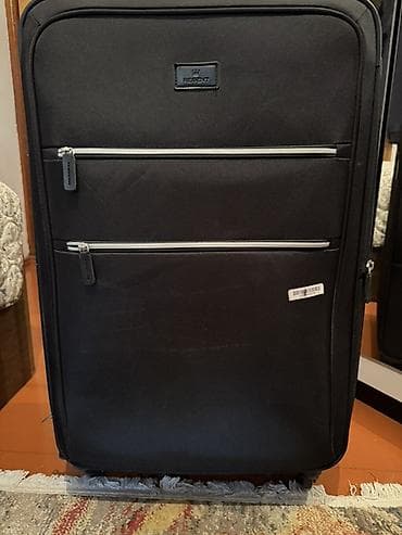 Çamadanlar: Böyük ölçülü 4 təkərli tekstil çamadan - Rəng: qara - Material — 5