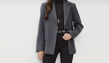 pencəy: Qadınlar üçün klassik boz blezer - Rəng: tünd boz (antrasit) - Kəsim — 4