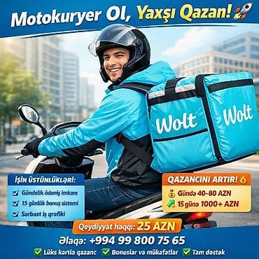 günlük is: Moto-kuryer tələb olunur, Gündəlik ödəniş — 1