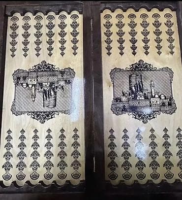 Другие товары для дома: Ağ-qara naxışlı, qapaqlı taxta nərd/şahmat dəsti. - Material — 5