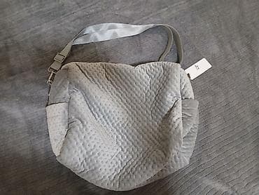 orginal canta: Boz rəngli yumşaq teksturalı çiyin/çapraz asma çanta. - Material — 1