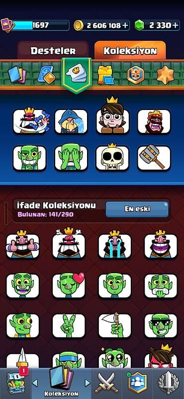 Clash royale hesabı. Hesabda 2 milyon altın və 2 min elmas var — 10