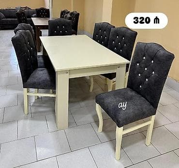 tək stul: Qonaq otağı üçün, Yeni, Açılmayan, Dördbucaq masa, 6 stul — 2