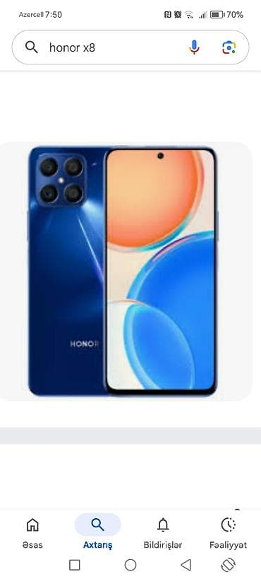 lg g2 d802: Honor X8, цвет - Голубой, Отпечаток пальца — 1