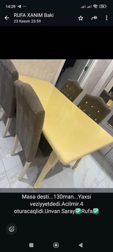 ev ucun dekor: Mətbəx üçün, Açılmayan, 4 stul — 1