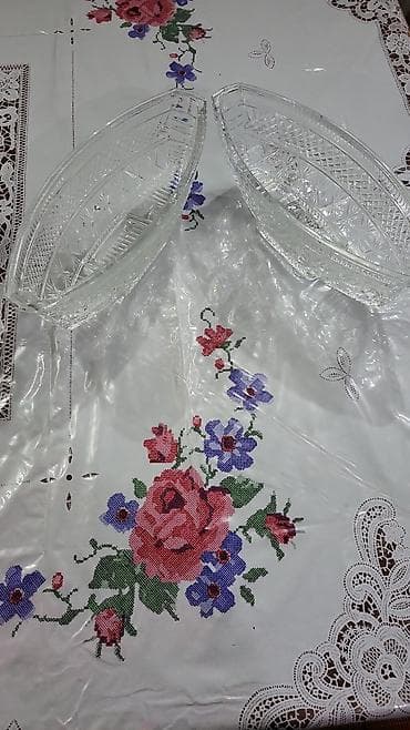 Şüşə salat/qəlyanaltı qabları dəsti - Material: qalın, şəffaf şüşə -